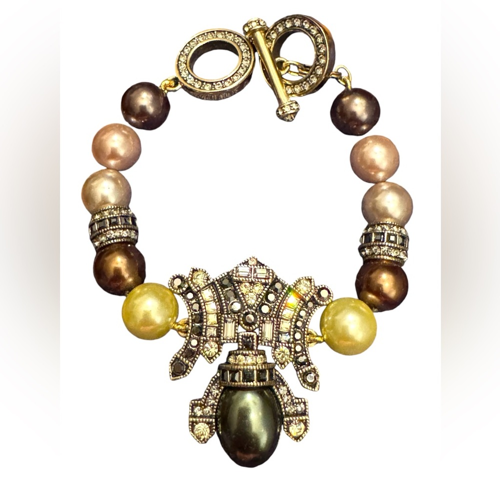 Lovely Heidi Daus Dinner & Deco glass pearl fancy bracelet